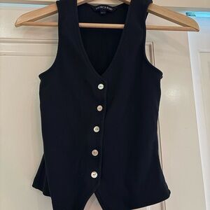 Veronica Beard Navy Blue Sleeveless Button Up